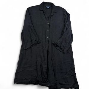 Venezia Black Button Down Cover Up Women's 18/20 Rayon Beach Swim Shirt